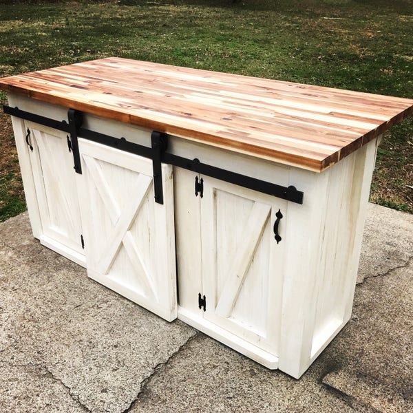 Kitchen Island with Sliding Barn Door