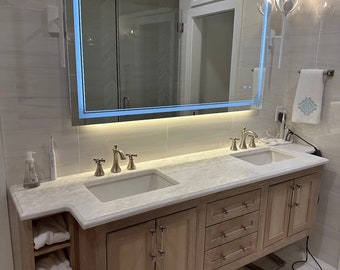 White Oak Bathroom Vanity Double Sink - Etsy