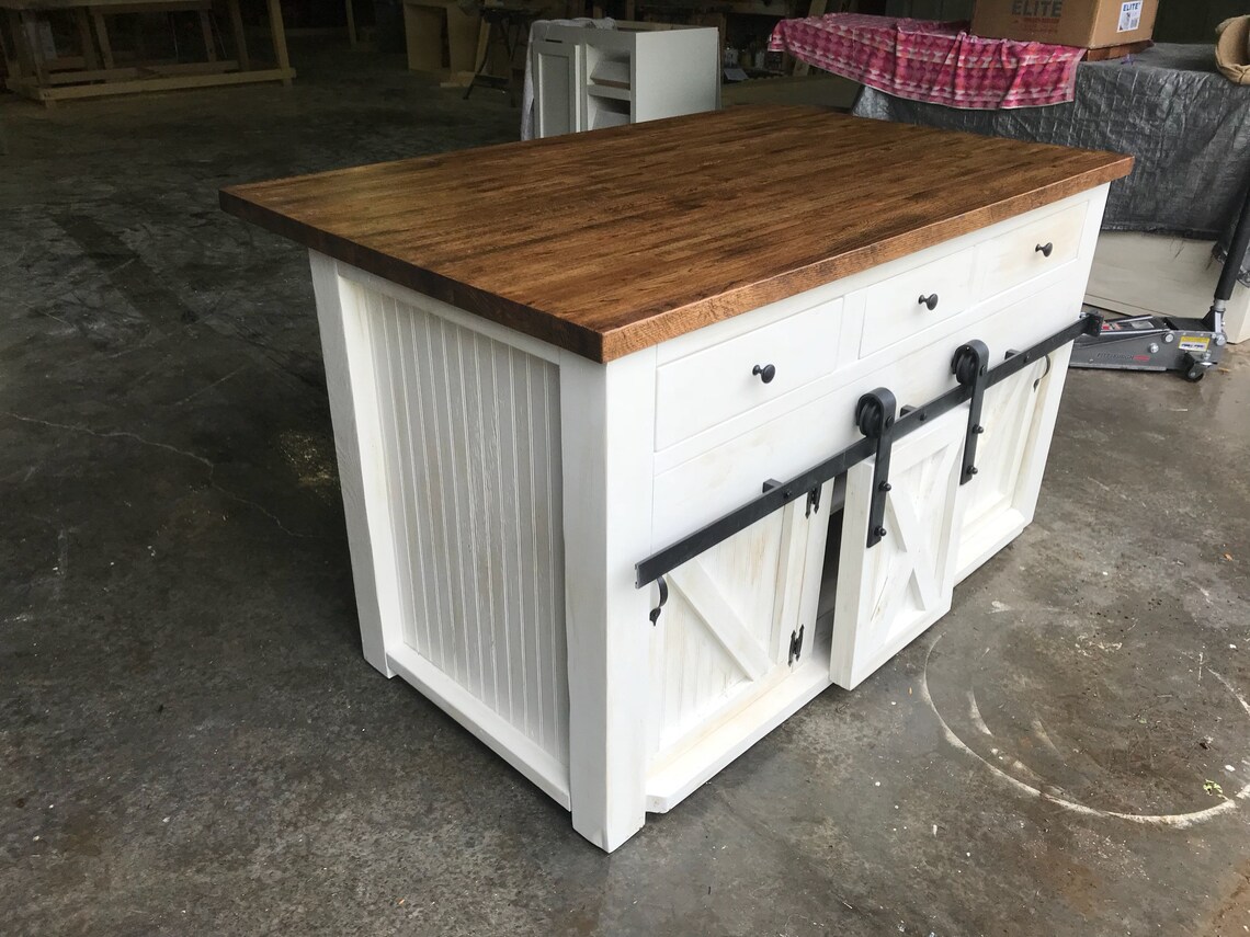 Kitchen Island with Sliding Barn Door Etsy