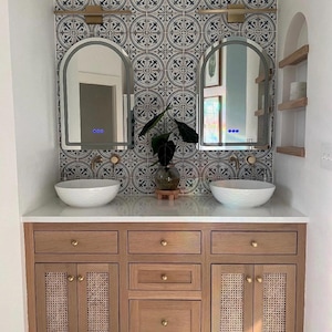 White Oak Double Bathroom Vanity Base