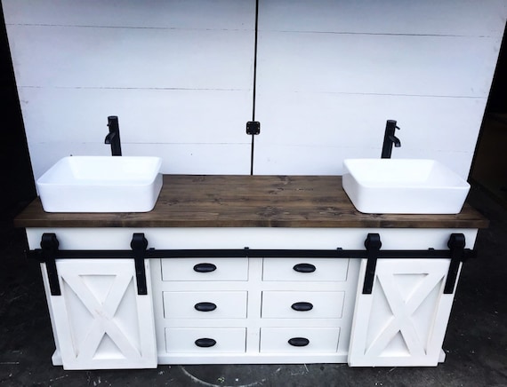 Double Vanity With Sliding Barn Doors Etsy