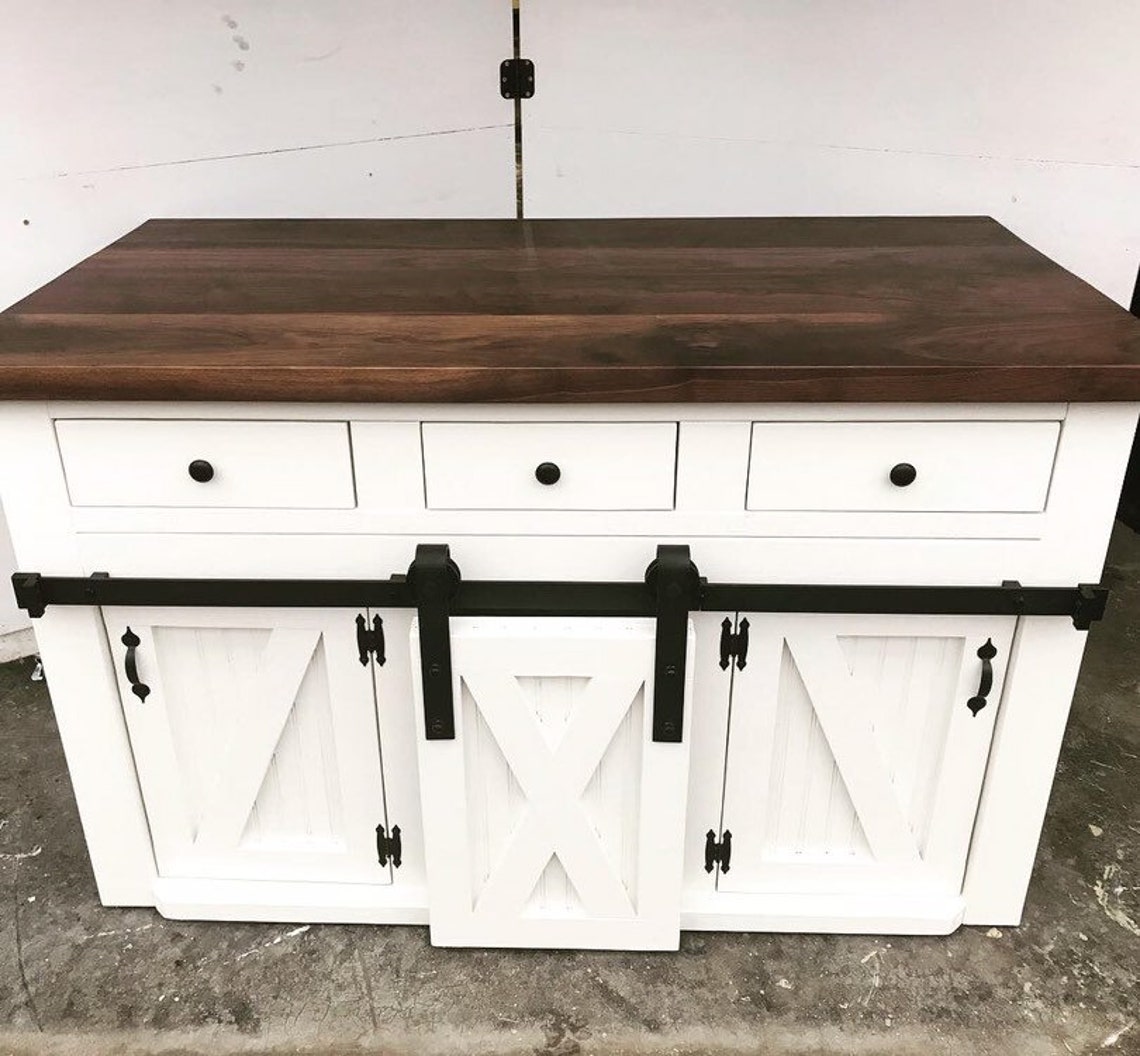 Kitchen Island with Sliding Barn Door Etsy