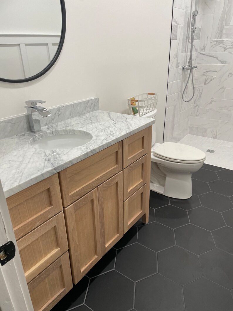 Tapered White Oak Single Vanity Base Etsy