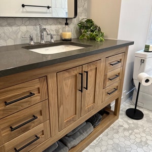 White Oak Single Bathroom Vanity w/ Shelf