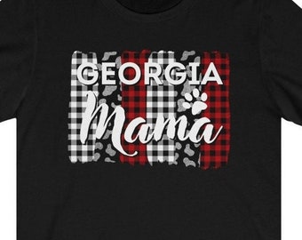 Georgia Mama Unisex Tee, Red & Black Plaid Design Shirt