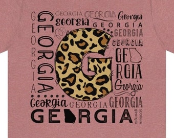 Georgia Unisex Tee, Leopard Print G Shirt