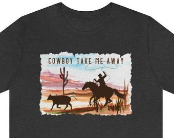 Cowboy Roping a cow Adult Unisex Tee, Western shirt, rodeo t-shirt, cowgirl sayings