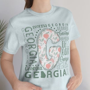 Georgia Peach G word Adult Unisex Tee, Georgia pride shirt, Peach tshirt, assorted Georgia words t-shirt, state pride tee