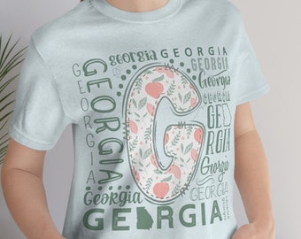 Georgia Peach G word Adult Unisex Tee, Georgia pride shirt, Peach tshirt, assorted Georgia words t-shirt, state pride tee