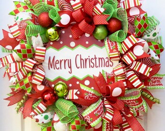 christmas wreaths for front door deco mesh christmas wreath merry christmas wreath christmas decoration holiday wreath red lime wreath - Christmas Wreaths Etsy christmas wreaths for front door deco mesh christmas wreath merry christmas wreath christmas decoration holiday wreath red lime wreath - Christmas Wreaths Etsy