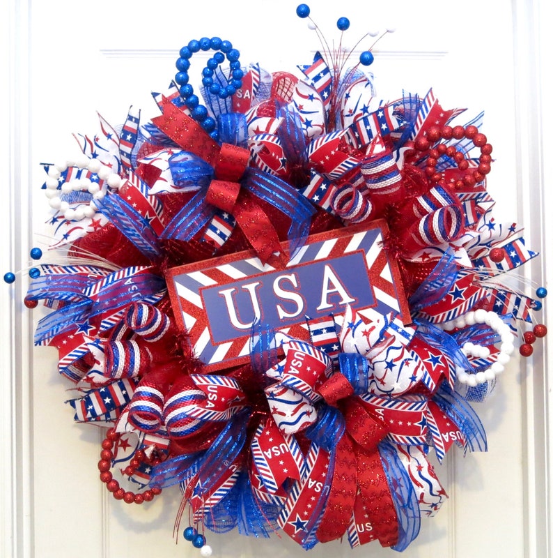 Patriotic Wreaths for Front Door, 4th of July Wreath, Memorial Day ...