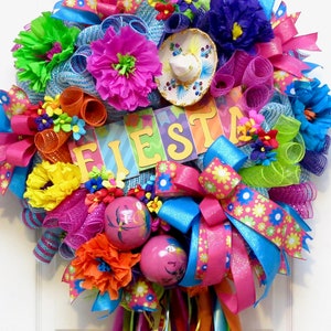 Fiesta Wreaths, Fiesta decoration, Cinco De Mayo wreath, Deco Mesh Fiesta Wreath, birthday Wreath, Viva Fiesta San Antonio, party decor