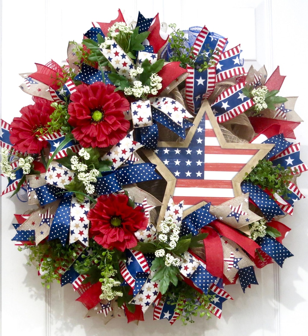 Patriotic Wreaths for Front Door, Patriotic Star Wreath, Flag Decor ...