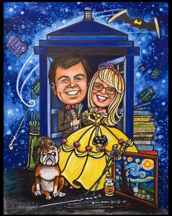 Custom Caricature Dr Who Cartoon Portrait Tardis Etsy