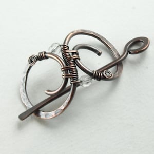 MINI hair clip, wire work, crystal clear, copper jewelry, Celtic, Viking, jewelry, long hair, half up, Celtic, copper, hair accessories
