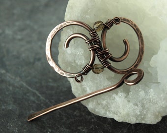 hairslide, copper glas,copperjewelry,viking