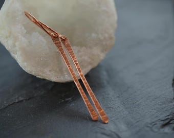 Handmade drop earrings made of pure copper, earrings for dressing, earrings gift woman girlfriend, copper jewelry, hammered