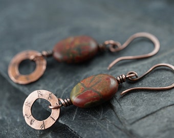 copper earring,magic,runes,celtic,paganjewelry