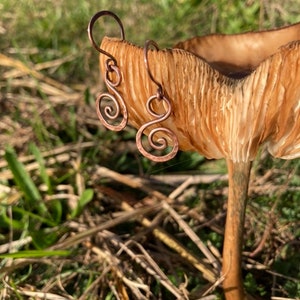 spiral earrings, copper, wirework, celtic jewerly, viking wedding, copper jewerly image 5