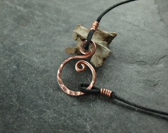 Interchangeable jewelry, cotton ribbon with clasp pendant, vegan, copper jewelry, thin collar, bracelet, delicate choker, hammer blow, rune jewelry