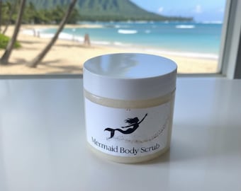 Exfoliante corporal de azúcar Mermaid, Island Paradise, Beach Walk, Island Hibiscus, 255 g. Elaborado con ingredientes frescos en Idaho.