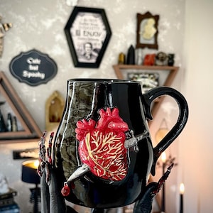 Heartless Mug/ Handmade ceramic mug/ Black Ceramic Mug/ Heart Ceramic Mug/ Heart Mug Handmade