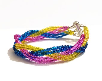 Pansexual Pride Braided Bracelet, PinkYellow Blue,Pan Pride, Pride Flags, LGBTQ