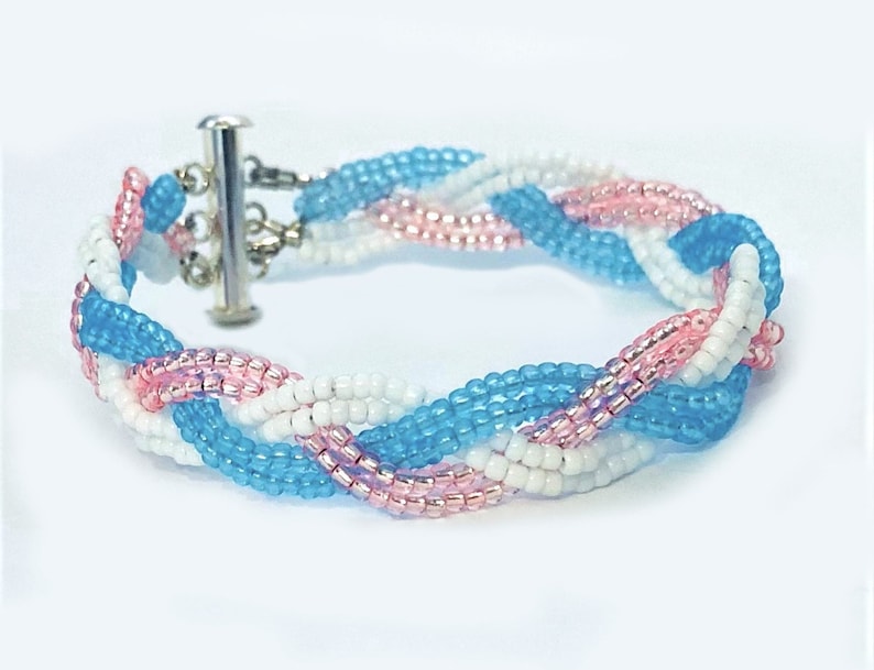 Transgender Pride Braided Bracelet, Pride Flags, LGBTQ image 1