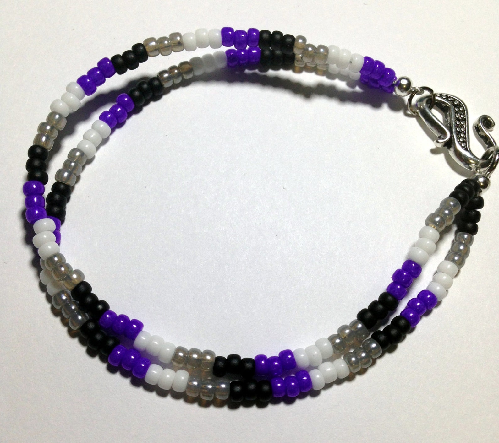 Double Strand Beaded Asexual Pride Bracelet, AVEN, LGBTQ, Pride Flags