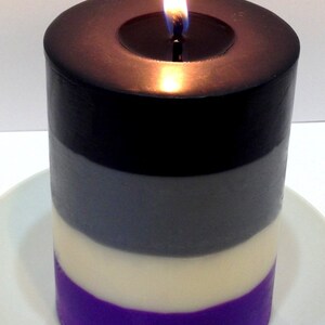 Asexual Pride 3 x 4.5 Round Soy Pillar Candle Ace Pride, Cake Scented Candle, Soy Candle, AVEN, Birthday Cake Scent image 2