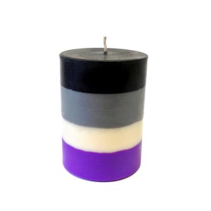 Asexual Pride 3 x 4.5 Round Soy Pillar Candle Ace Pride, Cake Scented Candle, Soy Candle, AVEN, Birthday Cake Scent image 1