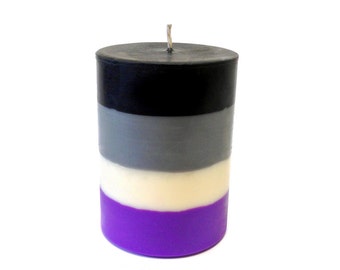 Asexual Pride 3" x 4.5" Round Soy Pillar Candle - Ace Pride, Cake Scented Candle, Soy Candle, AVEN, Birthday Cake Scent