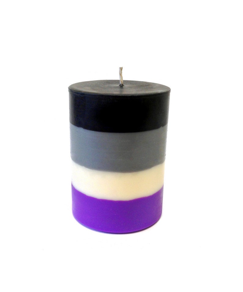 Asexual Pride 3 x 4.5 Round Soy Pillar Candle Ace Pride, Cake Scented Candle, Soy Candle, AVEN, Birthday Cake Scent image 1