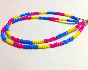 Double Strand Beaded Pansexual Pride Bracelet, LGBTQ, Pride Flags, Pan Pride, Pink Yellow Blue