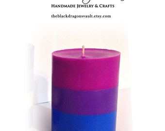 Bisexual Pride 3" x 4.5" Round Soy Pillar Candle - Bi Pride, Scented Candle, Soy Candle, Honey Lemonade, S'mores, Strawberries & Champagne