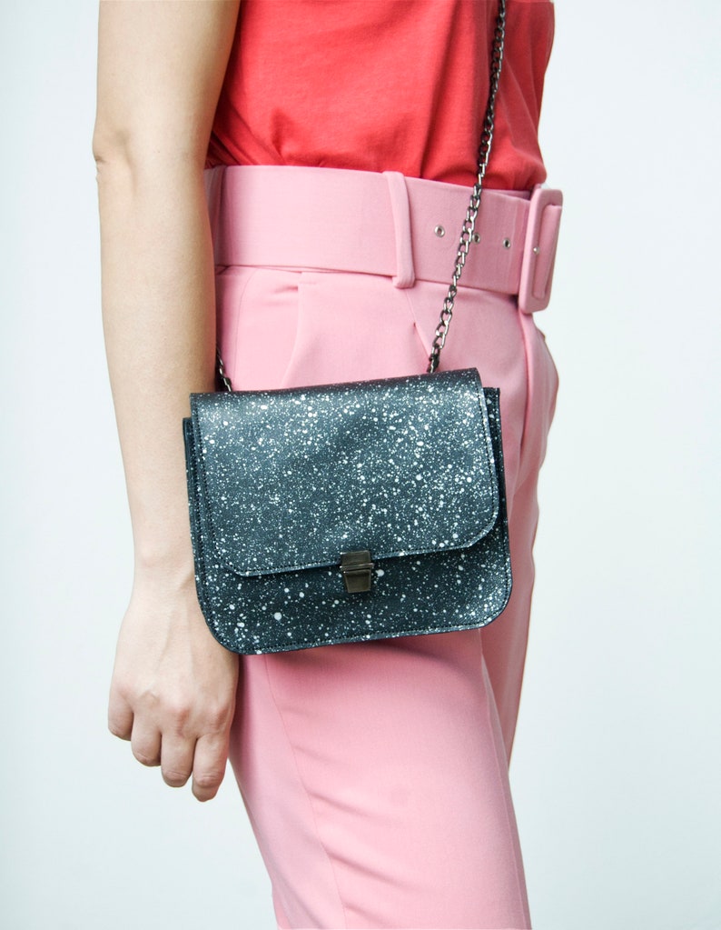 Black cross body bag Leather Box Bag Saddle Bag Shoulder Etsy