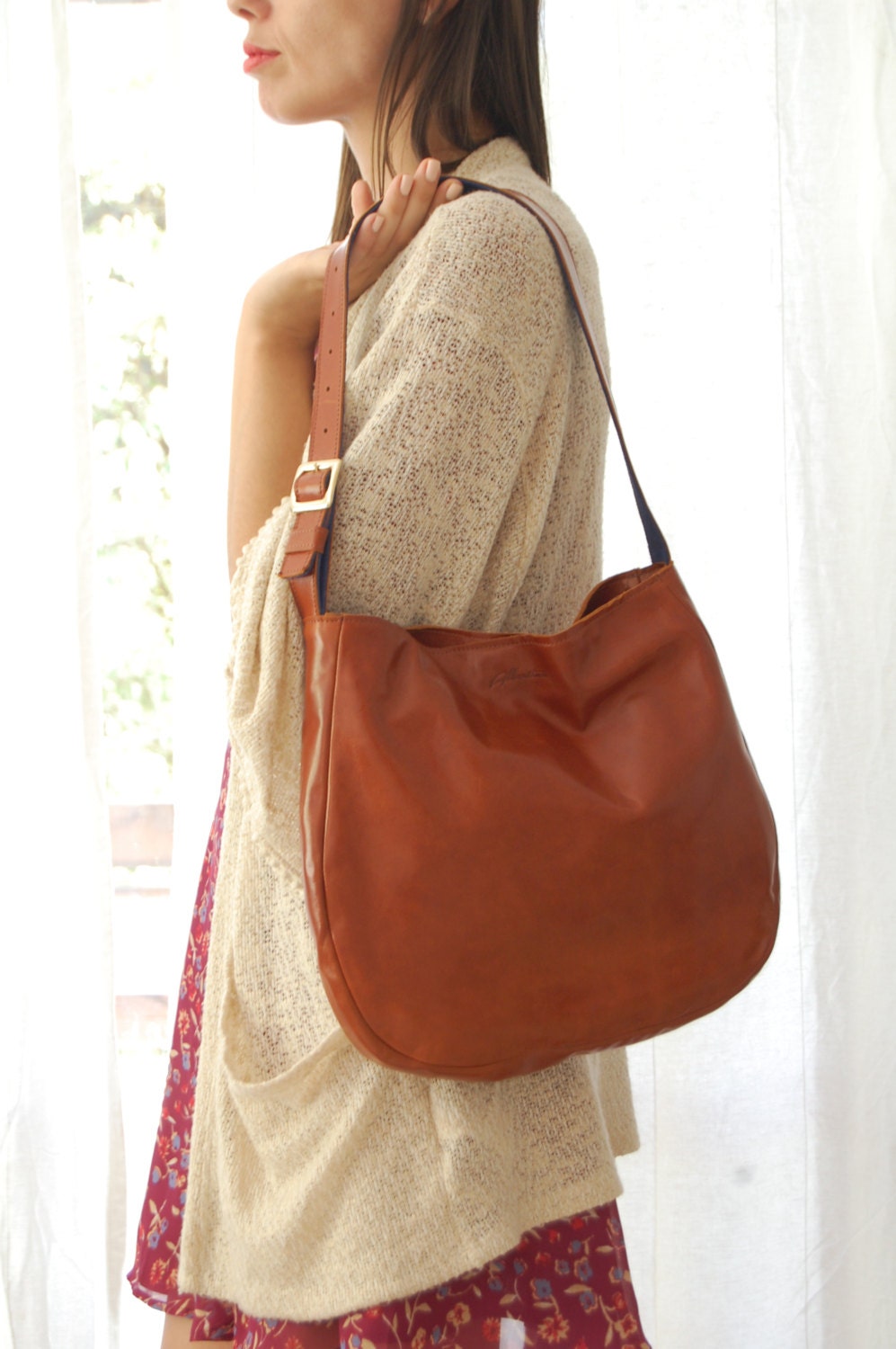 Brown leather hobo bag leather hobo bag hobo purse everyday Etsy