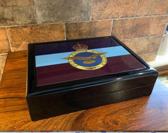 Royal Air Force, RAF, Military Medals and Memorabilia Box, Personalised ceramic top