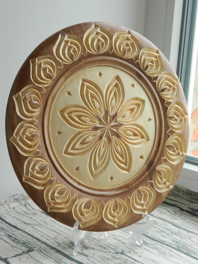 Carved Wooden Decorative Plate Home Decor 5th Wood Anniversary Etsy