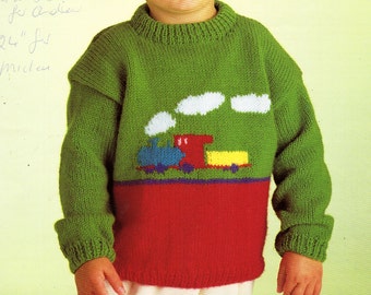 Baby Childrens Train Sweater Knitting 