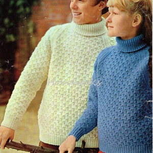 Childrens Polo Neck Sweater Knitting Pattern Pdf Roll Neck - Etsy