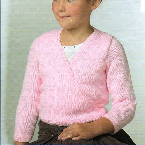 girls ballet tops knitting pattern pdf cross over ballet cardigans long or 3/4 sleeve 20-30 inch DK  8ply Light worsted pdf Instant download