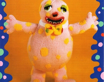 Mr Blobby Toy Knitting Pattern PDF Download Knitted toy Monster childrens Toy Knit toy 14" DK Light Worsted 8 Ply Knitted Toys PDF