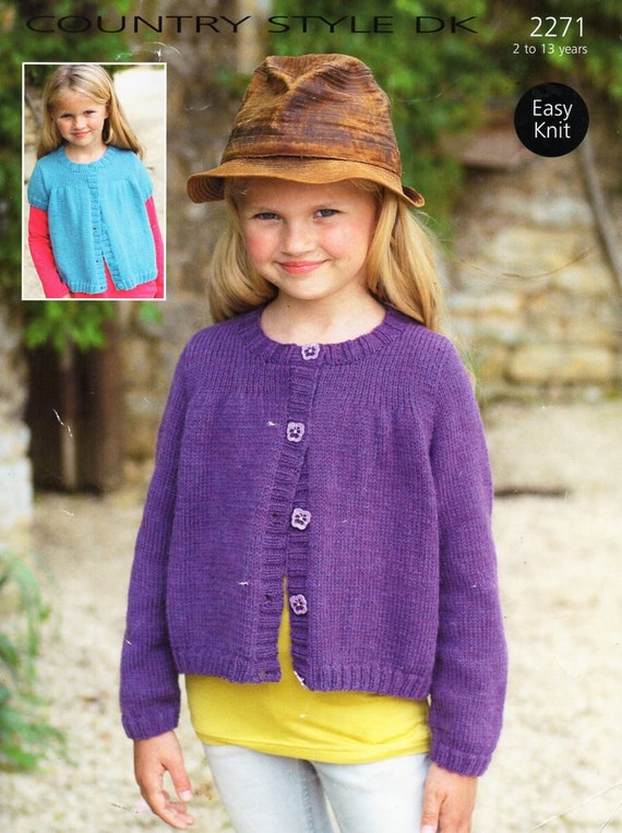 Girls Cardigan Knitting Pattern Pdf Childrens Easy Knit Acket | Etsy