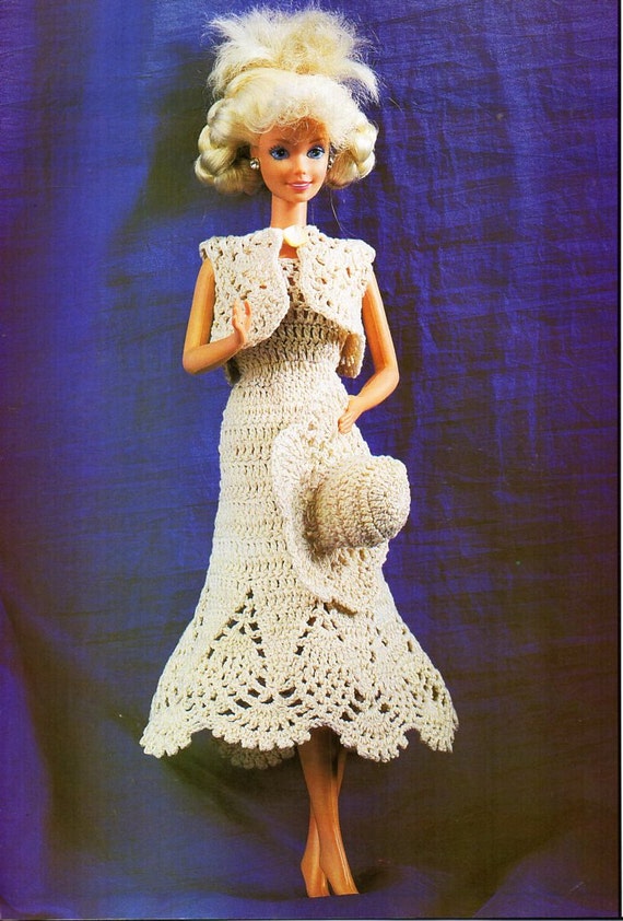 Barbie Crochet Pattern PDF teenage doll clothes Barbie dress bolero hat Fashion doll outfit thread crochet cotton Instant Download