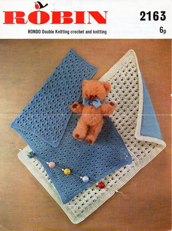Vintage Baby Crochet Blanket Crochet Pattern Baby Knitted Etsy UK