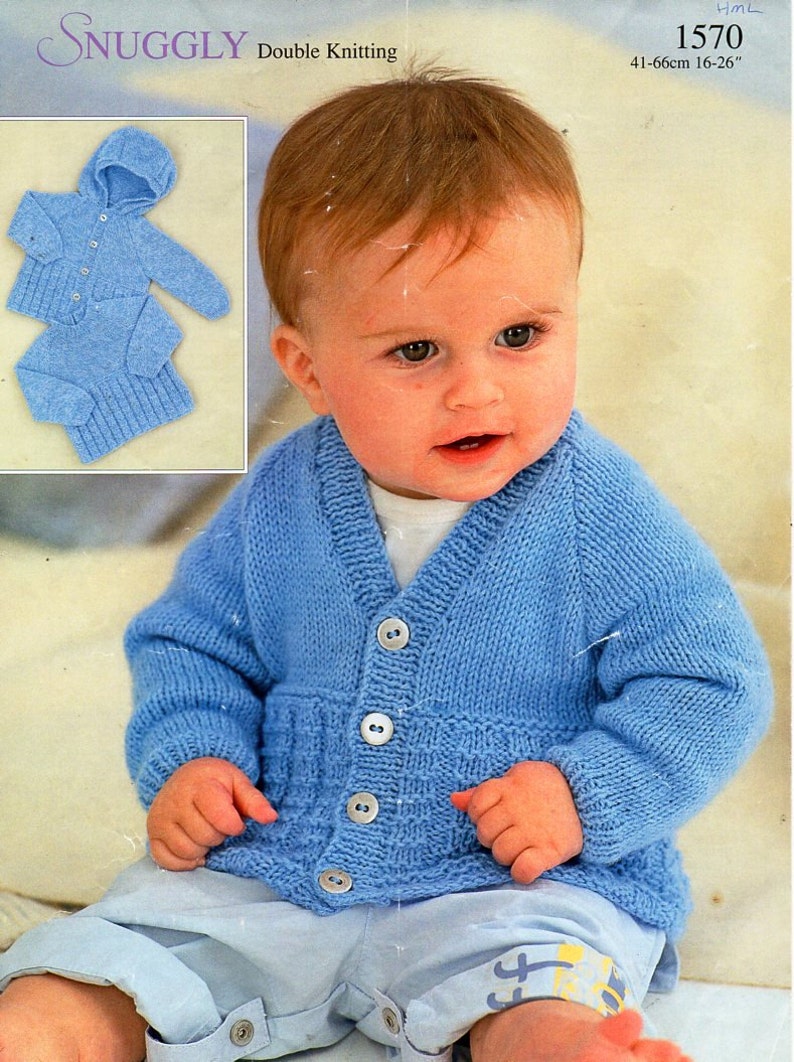 Baby Childs Sweater Cardigan Hooded Jacket Knitting Pattern - Etsy UK