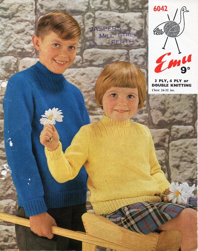 Vintage Childrens Sweater Knitting Pattern Pdf Childs High | Etsy UK