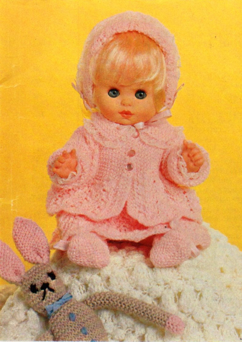Vintage Baby Doll Clothes Knitting Pattern Pdf Doll Dress Etsy