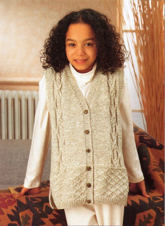 Childrens Cable Waistcoat Knitting 